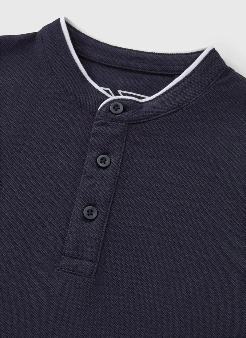 ماتلان Boys Navy Henley Polo Top